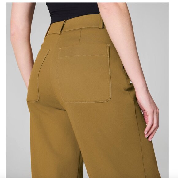 SPANX Stretch Twill Cropped Wide Leg Pant Petite Medium Dark Pine - Picture 7 of 7